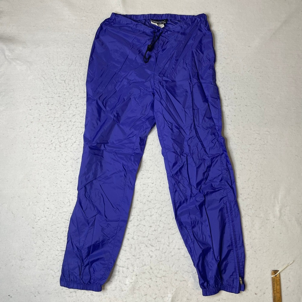 Patagonia Windbreaker Pants Mens Small Purple Vintage Nylon Ankle Zip Drawstring